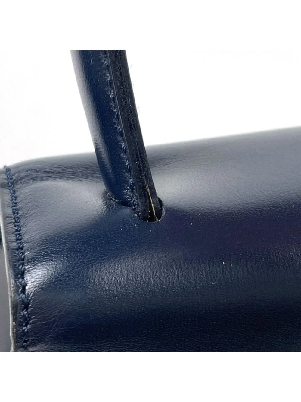 Celine Logo Handbag 2-Way Leather Navy